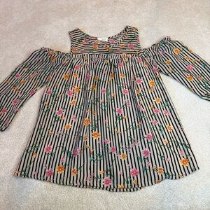 Sienna Sky Floral Striped Cold Shoulder Blouse Size XS